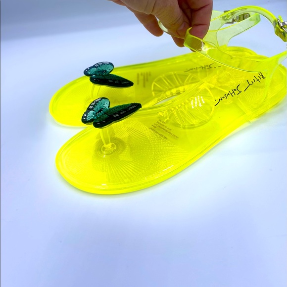 Betsey Johnson Clear Yellow Keilani Butterfly Sequins Jelly Sandals NWOT 8,9,10 - Picture 6 of 13